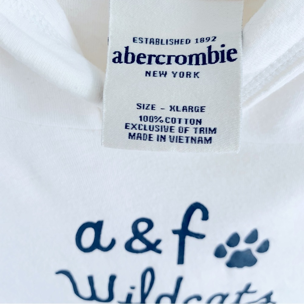 Abercrombie and Fitch Girl White Wildcat Cotton Sweatshirt Hoodie A&F - Picture 3 of 5